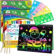 Scratch Paper Art Craft Christmas Gift: 2 Pack Rainbow Scratch Art Set for Ki...