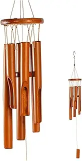 Sansnow Wooden Wind Chimes Outdoor/Indoor, Natural Bamboo Wind Chimes with Beautiful Deep Tone for Garden/Home Decor 30 Inches, Brown