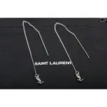 YSL SAINT LAURENT OPYUM 品牌字母造型垂墜耳環(銀色)