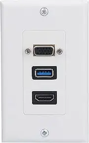 Audio Video Wall Socket 5 Gbps High Speed Multimedia Port Panel Composite Video Wall Panel for Home Theater Systems and Video Game Systems ABS Material 70mm x 115mm