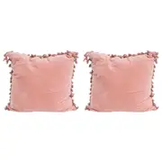 2x LVD Cushion Velvet Tassels Blush Throw Pillow Home/Lounge Decor 50cm Square