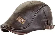 [Generic] Running Hats Leather Beret Men's Adjustable Newsboy Hat Beret Hat Driving Hat Cap Fashion Beret Hat Flat Cap Hat Spray Sweat