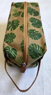Toiletry Cosmetic Bag Dopp Kit Trader Joes Monstera Leaf Print Washable Paper