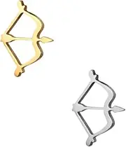 [IDB PRODUCTIONS] IDB Bow and Arrow Archery Stainless Steel Small Stud Earrings For Men or Women - Approx. 3/8 inch (0.4" / 10mm) - Gold, Silver tones | 2 Pair Pack, 0.4 inch, Stainless Steel, No Gemstone
