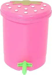 FONDOTIN Cute Strawberry Mini Trash Can Lightweight Bathroom and Kitchen Waste Basket Versatile Garbage Container for Home Decor Durable Material Fun Design for Parrots and Pink