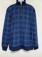 Nautica 1/4 Zip Pullover Mens XXL Thin Fleece Lined Sweatshirt Top Blue Plaid