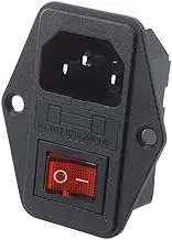 COMPANY LILI Black Plastic Housing AC 250V 15A 3 P C14 Power Socket w Rocker Switch