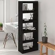 Book Cabinet/Room Divider Black 60x30x167.5 cm Solid Wood Pine, Home Office Shelving
