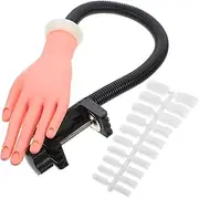 COMPUKAS 100Pcs Flexible Movable Practice Hand Model for Manicure Lightweight Fake Hand with Artificial Nails for Nail Art Training and Design for Beginners