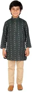 [Pro-Ethic Style Developer] Boy's Indian Kurta Set | Kids Ethnic Wear | Cotton | Thread Line | Mandrain Coller (S-152)