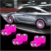 12PCS Fluorescent Skull Car Tire Valve Stem Caps, ABS Corrosion Resistant Wheel Valve Cover, Luminous Illuminated Cap Glow in The Dark, Auto Decor Accessories for Motorcycles Bicycles (Pink/White)