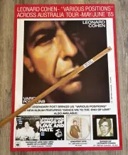 VINTAGE POSTER: LEONARD COHEN Australian TOUR '85 (Original InStore 1985)