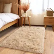 Fluffy Small Rug for Bedroom Shag Soft Area Rug, Modern Plush 2x3 Feet Camel