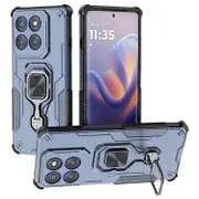 For Motorola Edge 60 Pro 5G Case Rotatable Ring Kickstand PC TPU Shockproof Phone Cover Ocean blue Navy Blue