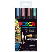 POSCA PC 5M Paint Markers Metallic Assorted 4 Pack