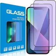 2X For iPhone 15 14 13 12 11 Pro XR Max 7 Anti-BLUE Light Glass Screen Protector