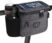 JXLHZLF Bike Handlebar Bag,Large Bicycle Front Storage Pouch Bag,6.5 inch Transparent Pouch with Shoulder Strap