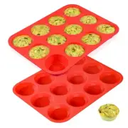 12 Cups Silicone Muffin Pan - Regular Size Cupcake Pan Muffin Tin for Baking ...