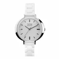 在飛比找momo購物網優惠-【NATURALLY JOJO】圓弧美學簡約陶瓷腕錶-白x銀