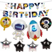 23pcs Outer Space Astronaut Party Decorating Set - Birthday Banner - Astronaut Rocket Star Foil Balloons for Kids Birthday Party Decorations