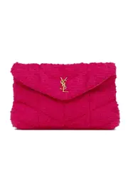 Saint Laurent Puffer Small Pouch in Quilted Boucle Tweed