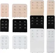 [WhizNook] Pack of 12 Bra Extenders, 3 Rows, 2 Hooks, 3 Hooks, Soft Comfortable Elastic Bra Extender, Bra Extension Extension, Suitable for Women Weight Gain, Bra Shrinkage (Skin Colour, White, Black