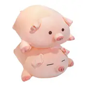 40/50cm Animal Squashed Pig Plush Piglet Doll Lying Mat Toy Soft Plush Pillow - Open Eyes