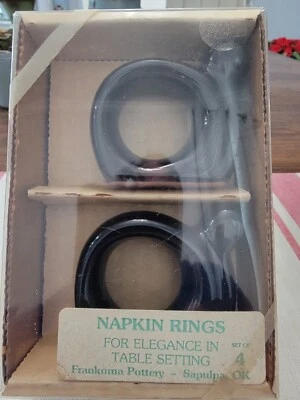 FRANKOMA SNAIL NAPKIN RINGS SET OF 4 NEW IN BOX BLACK ONYX