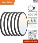 6Pack 12 Inch LED Flush Mount Ceiling Light, 28W 3200lm Black Thin Flat Surfa...