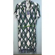 Anne Klein Womens Large Short Sleeved Geometric Shape Dress With Belt NWT