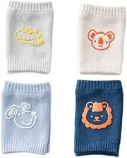 [MOBUTOFU] 4 Pairs Unisex Baby Socks Knee Guard Support for Crawling Toddler Protection Pads