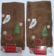 Lot/2 St Nicholas Square Kitchen Bath Brown Fingertip Towels Holiday Christmas H