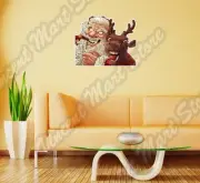 Drunk Bad Santa Claus Cigar Christmas Deer Wall Sticker Interior Decor 25"X20"