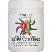 Synergy Natural Organic Super Greens (Spirulina, Chlorella, Barley Grass & Wheat Grass) Powder 200g