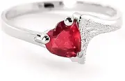 [Galaxy Gold GG] Galaxy Gold 1 Carat 14K Solid White Gold Solitaire Heart-Shaped Natural Ruby Ring