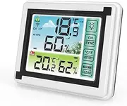 JSEIAJB Indoor Outdoor Digital Weather Station Records ℃ ℉ Temperature Meter Humidity Monitor Weather Clock Hygrometer(White-Dinosaur Doodle4)