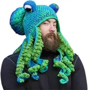 [Aizami] Knitted Winter Hat Knit Beanie Octopus Hat Unique Soft and Warm Hand Weave Hat for Women and Men