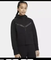 Nike Girls Tech Fleece Full Zip Black Hoodie Jacket, Size Large NWT CZ2570-010