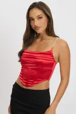 Red Satin Cowl Cami Top - Size 16XL, Women's Cami