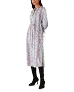 Whistles Mottled Snake Print Midi Dress