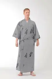Japanese Yukata Kimono Men Rook Cotton Robe Made in Japan
