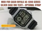 Mod Resin Case & Strap for Casio Royale AE-1200 Silver Case WATCH NOT INCLUDED