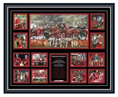 MANCHESTER UNITED FC 2007/08 TREBLE RONALDO ROONEY SIGNED FRAMED LE MEMORABILIA