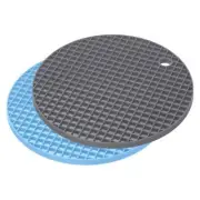 Silicone Trivet Mats 2pcs, Round Hot Pan Pads Drying Mat - Light Blue, Deep Gray