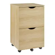 Design Square Marias 2-Drawers Mobile Pedestal Filing Cabinet Storage Cabinet - Oak
