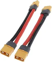 Set of 2 RC XT60 Plug Male to Female Connector Silicon Extension Cable 10AWG