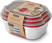 BLACK + BLUM Multifunctional Lunch Box Set | 600, 900, 1200 ml | Stainless Steel Lunch Box | 100% Leak-Proof | Microwave, Oven & Freezer Safe | Meal Prep Boxes with Vacuum Seal | BPA Free