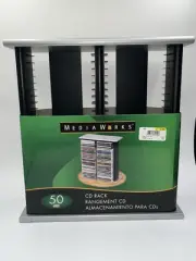 Media Works 50 Space CD Compact Disc Stand Storage Rack Holder 13.875”