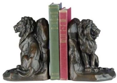Bookends Lion Mouse Friend King of the Jungle Hand Painted Resin OK Casting