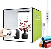 PULUZ Upgraded Version 30cm Portable Ring Light Photo Studio Light Box, Photography Shooting Light Tent Kit, White Lighting Softbox with 80pcs LED Lights + 6 Backdrops for Product Display - Green